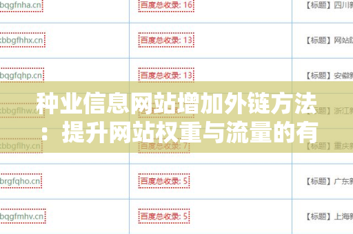 种业信息网站增加外链方法：提升网站权重与流量的有效策略