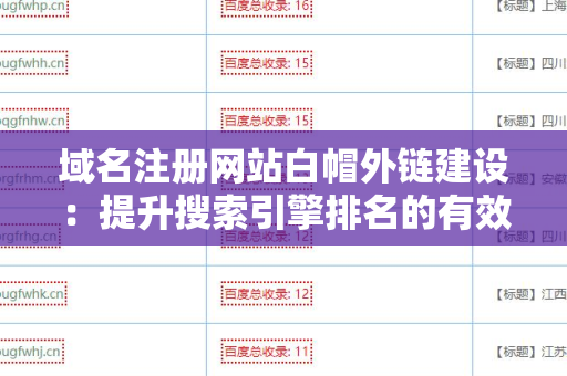 域名注册网站白帽外链建设：提升搜索引擎排名的有效策略