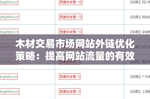 木材交易市场网站外链优化策略：提高网站流量的有效方法