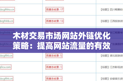 木材交易市场网站外链优化策略：提高网站流量的有效方法
