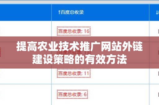提高农业技术推广网站外链建设策略的有效方法