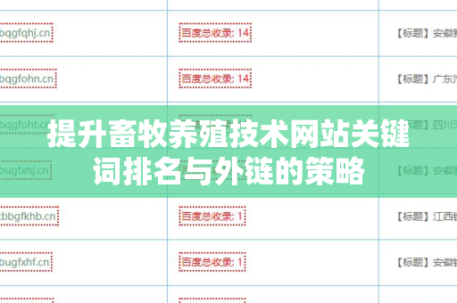 提升畜牧养殖技术网站关键词排名与外链的策略