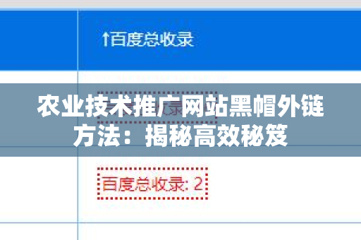 农业技术推广网站黑帽外链方法：揭秘高效秘笈