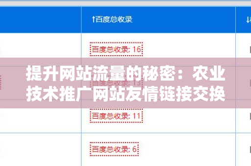 提升网站流量的秘密：农业技术推广网站友情链接交换平台