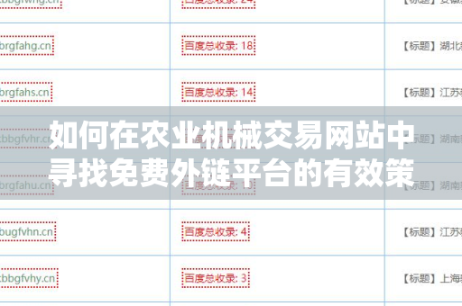 如何在农业机械交易网站中寻找免费外链平台的有效策略