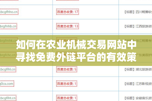 如何在农业机械交易网站中寻找免费外链平台的有效策略