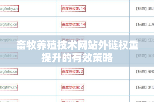 畜牧养殖技术网站外链权重提升的有效策略