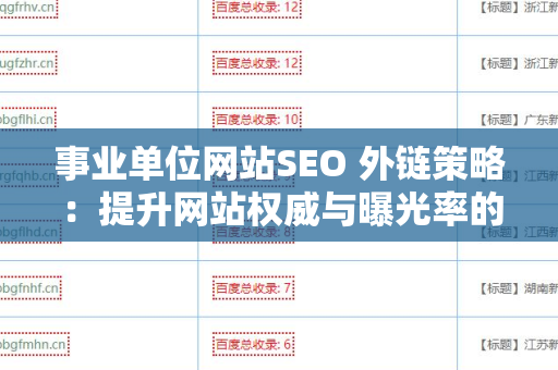 事业单位网站SEO 外链策略：提升网站权威与曝光率的有效手段