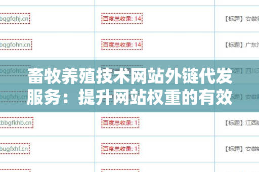 畜牧养殖技术网站外链代发服务：提升网站权重的有效途径