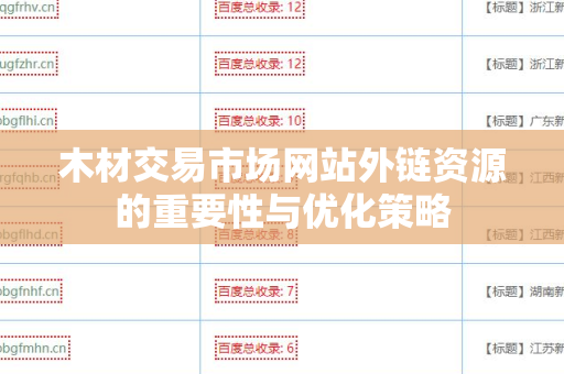 木材交易市场网站外链资源的重要性与优化策略