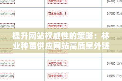 提升网站权威性的策略：林业种苗供应网站高质量外链