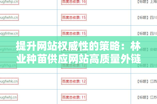 提升网站权威性的策略：林业种苗供应网站高质量外链
