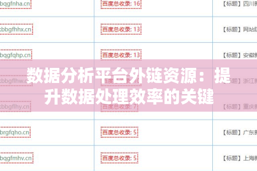 数据分析平台外链资源：提升数据处理效率的关键