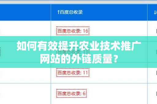如何有效提升农业技术推广网站的外链质量？