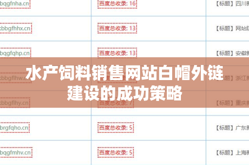 水产饲料销售网站白帽外链建设的成功策略