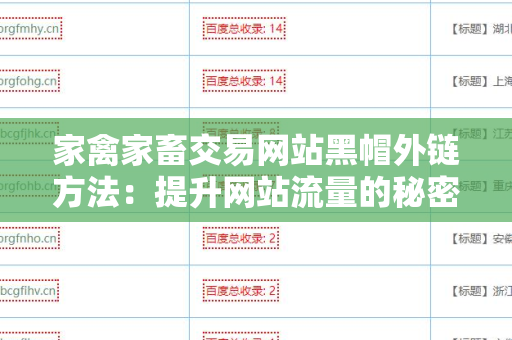 家禽家畜交易网站黑帽外链方法：提升网站流量的秘密武器