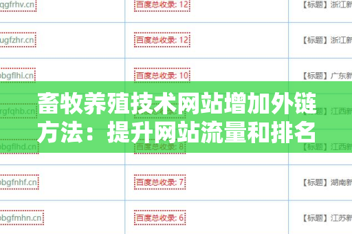 畜牧养殖技术网站增加外链方法：提升网站流量和排名的技巧