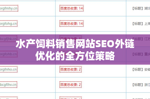 水产饲料销售网站SEO外链优化的全方位策略