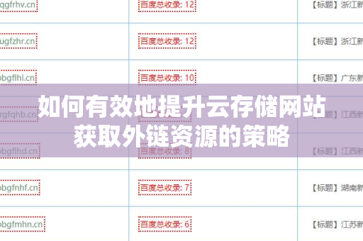 如何有效地提升云存储网站获取外链资源的策略