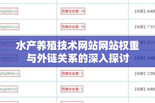 水产养殖技术网站网站权重与外链关系的深入探讨
