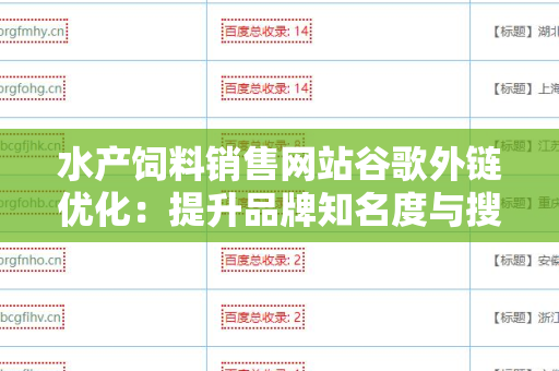 水产饲料销售网站谷歌外链优化：提升品牌知名度与搜索排名