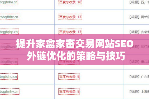 提升家禽家畜交易网站SEO 外链优化的策略与技巧