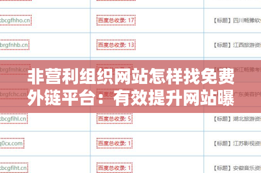 非营利组织网站怎样找免费外链平台：有效提升网站曝光度的策略