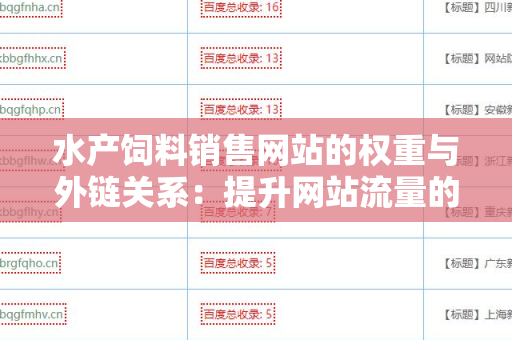 水产饲料销售网站的权重与外链关系：提升网站流量的关键因素