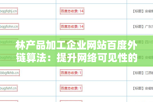 林产品加工企业网站百度外链算法：提升网络可见性的必经之路