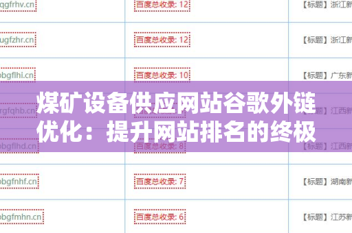 煤矿设备供应网站谷歌外链优化：提升网站排名的终极指南