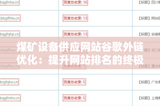 煤矿设备供应网站谷歌外链优化：提升网站排名的终极指南