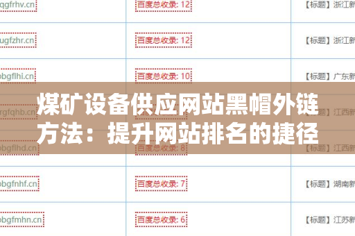 煤矿设备供应网站黑帽外链方法：提升网站排名的捷径