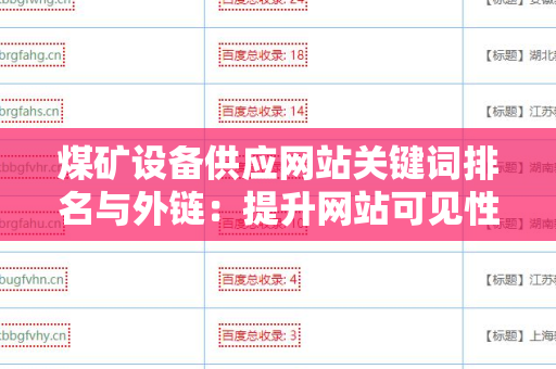 煤矿设备供应网站关键词排名与外链：提升网站可见性的关键策略
