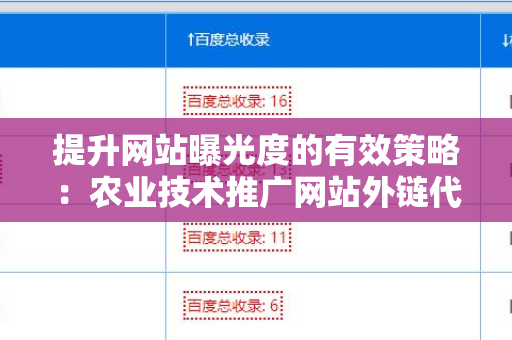 提升网站曝光度的有效策略：农业技术推广网站外链代发服务