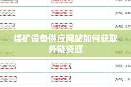 煤矿设备供应网站如何获取外链资源