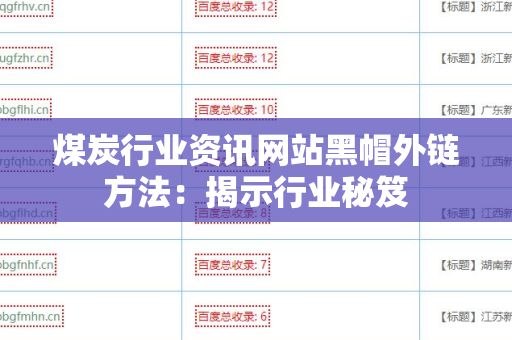 煤炭行业资讯网站黑帽外链方法：揭示行业秘笈