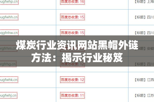 煤炭行业资讯网站黑帽外链方法：揭示行业秘笈