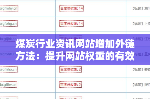 煤炭行业资讯网站增加外链方法：提升网站权重的有效策略