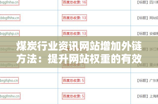 煤炭行业资讯网站增加外链方法：提升网站权重的有效策略