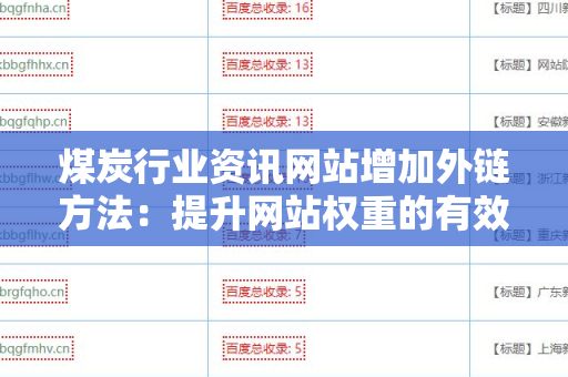 煤炭行业资讯网站增加外链方法：提升网站权重的有效策略