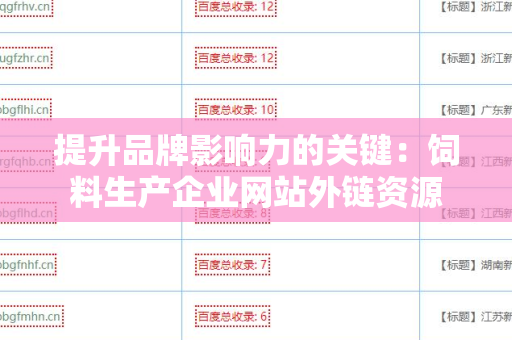 提升品牌影响力的关键：饲料生产企业网站外链资源