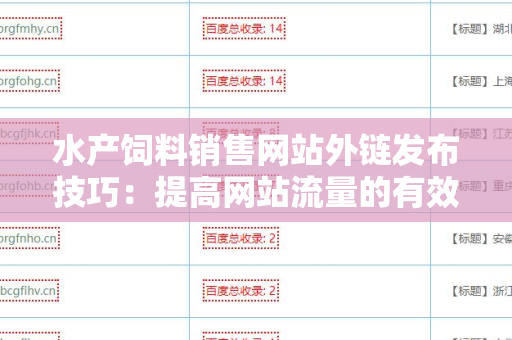 水产饲料销售网站外链发布技巧：提高网站流量的有效策略