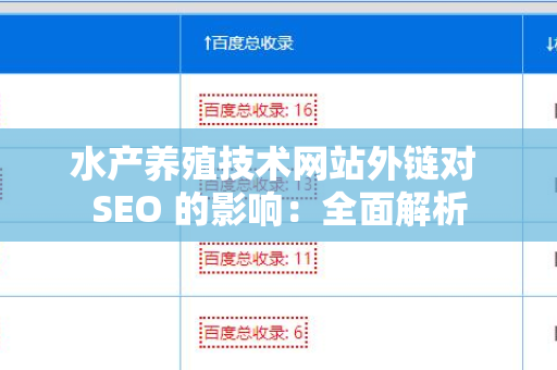 水产养殖技术网站外链对 SEO 的影响：全面解析