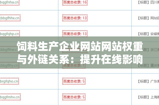 饲料生产企业网站网站权重与外链关系：提升在线影响力的关键