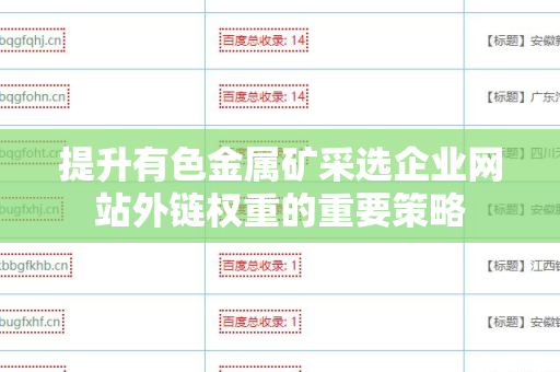 提升有色金属矿采选企业网站外链权重的重要策略