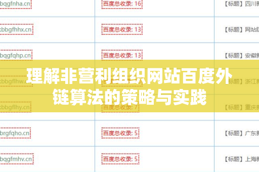 理解非营利组织网站百度外链算法的策略与实践