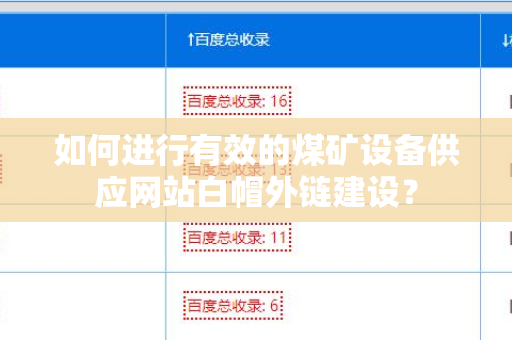 如何进行有效的煤矿设备供应网站白帽外链建设？