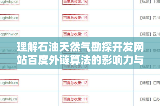 理解石油天然气勘探开发网站百度外链算法的影响力与策略