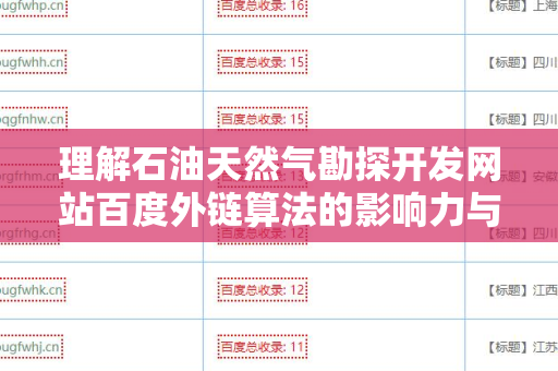 理解石油天然气勘探开发网站百度外链算法的影响力与策略