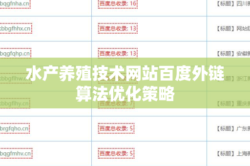 水产养殖技术网站百度外链算法优化策略